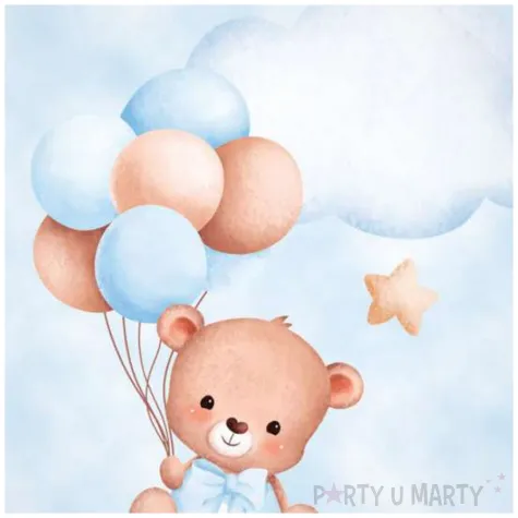 talerzyki papierowe misie z balonikami blekitny congee 18 cm 6 szt