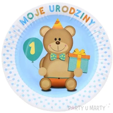 talerzyki papierowe moje 1 urodziny blekitne 18 cm 6 szt