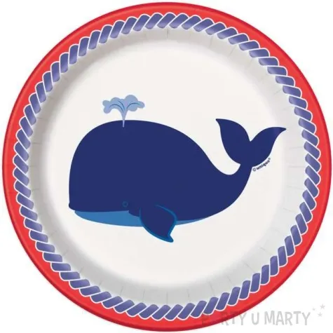 talerzyki papierowe morskie wieloryb unique 18cm 8 szt