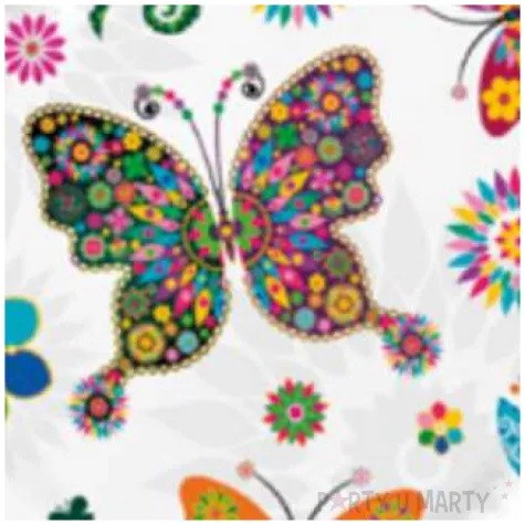 talerzyki papierowe motyle kwiaty mix maki 23 cm 8 szt