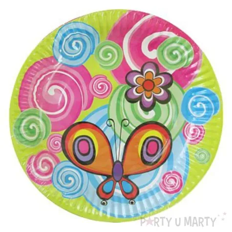 talerzyki papierowe motylek i spirale 18 cm 6 szt