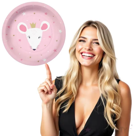 talerzyki papierowe myszka w koronie paw 23 cm 10 szt