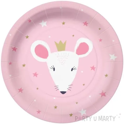 talerzyki papierowe myszka w koronie paw 23 cm 10 szt