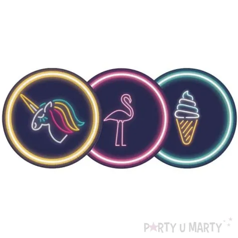 talerzyki papierowe neon mix procos 23 cm 8 szt