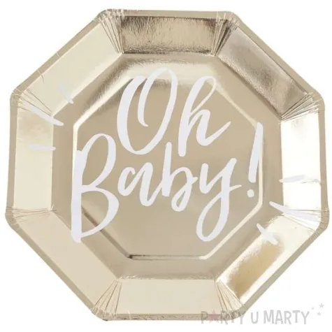 talerzyki papierowe oh baby zlote ginger ray 25 cm 8 szt