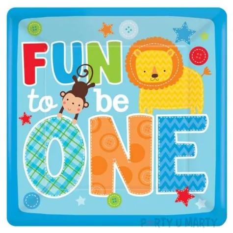 talerzyki papierowe one wild boy fun to be one niebieski amscan 26 cm 8 szt