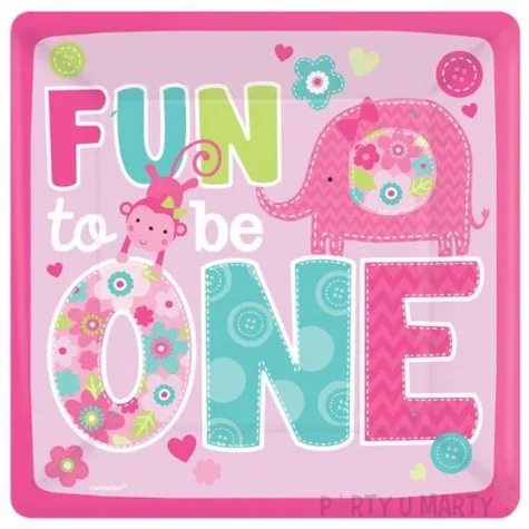 talerzyki papierowe one wild girl fun to be one rozowe amscan 26 cm 8 szt