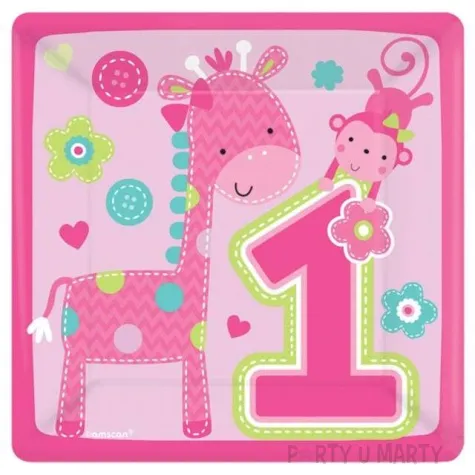 talerzyki papierowe one wild girl kwadratowe 18 cm 8 szt