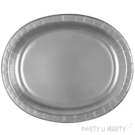 talerzyki papierowe oval classic srebrne 30 cm 8 szt