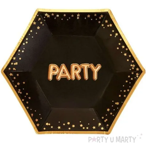 talerzyki papierowe party glitz glamour czarno zlote neviti 20 cm 8 szt