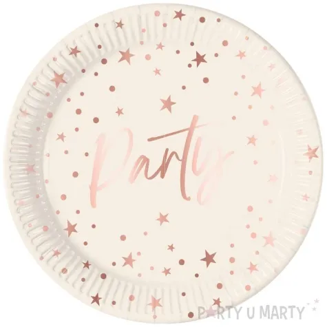 talerzyki papierowe party gwiazdki rose gold procos 23 cm 8 szt