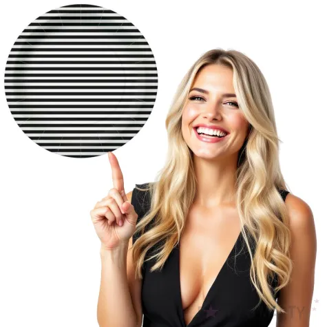 talerzyki papierowe paski czarno biale paw 23 cm 10 szt