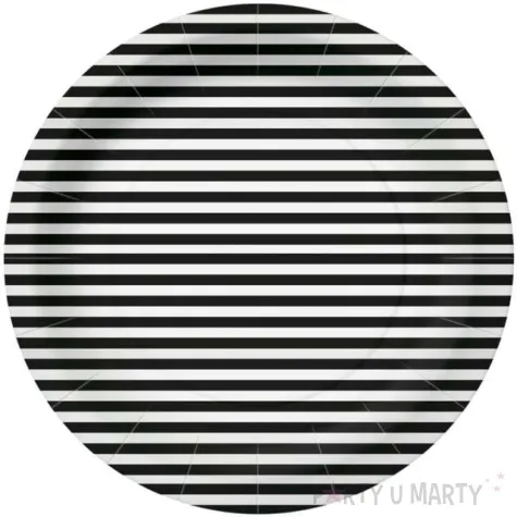 talerzyki papierowe paski czarno biale paw 23 cm 10 szt