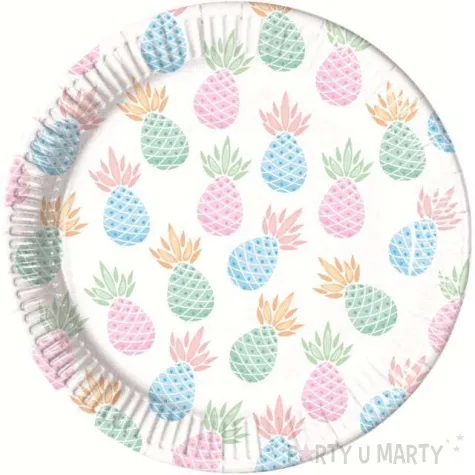 talerzyki papierowe pastelowe ananasy procos 23 cm 8 szt