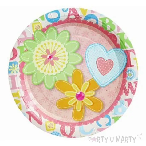 talerzyki papierowe pastelowe kwiaty 23 cm 6 szt