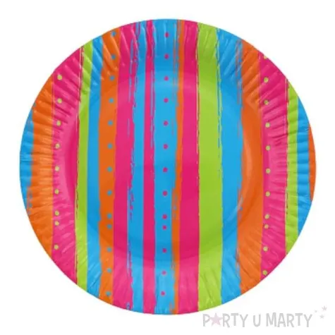 talerzyki papierowe pastelowe paski 18 cm 6 szt