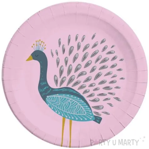 talerzyki papierowe paw peacock procos 23 cm 8 szt