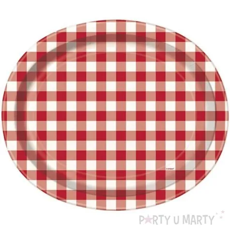 talerzyki papierowe piknikowa krata owal unique 30 cm 8 szt