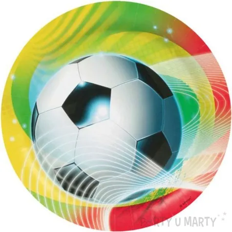 talerzyki papierowe pilka nozna rainbow amscan 23 cm 8 szt