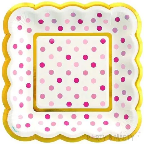 talerzyki papierowe pink dots amscan 14 cm 36 szt