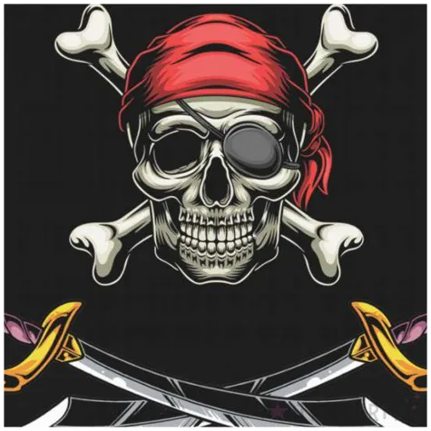 talerzyki papierowe piraci czaszka i szable czarny congee 18 cm 6 szt