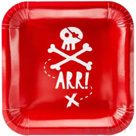 talerzyki papierowe piraci czerwony partydeco 20 cm 6 szt