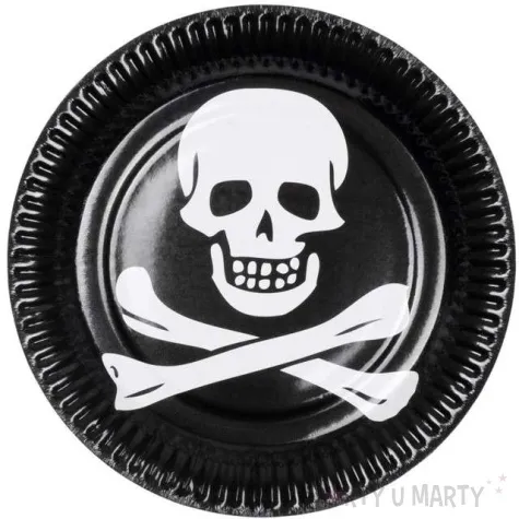 talerzyki papierowe pirat czarne 23 cm 6 szt