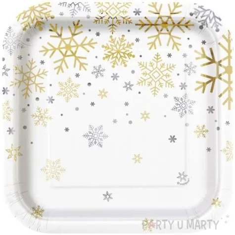 talerzyki papierowe platki sniegu unique 18 cm 8 szt