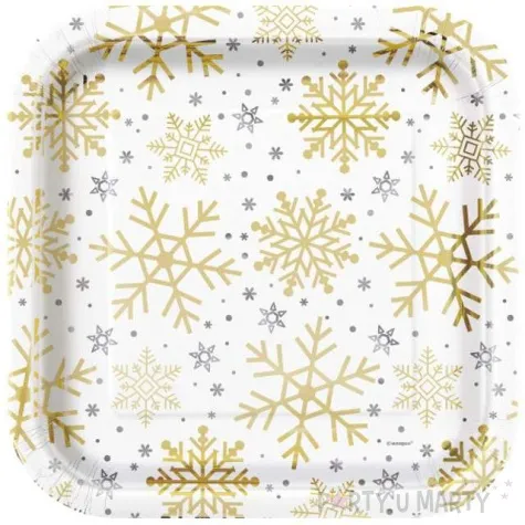 talerzyki papierowe platki sniegu unique 23 cm 8 szt