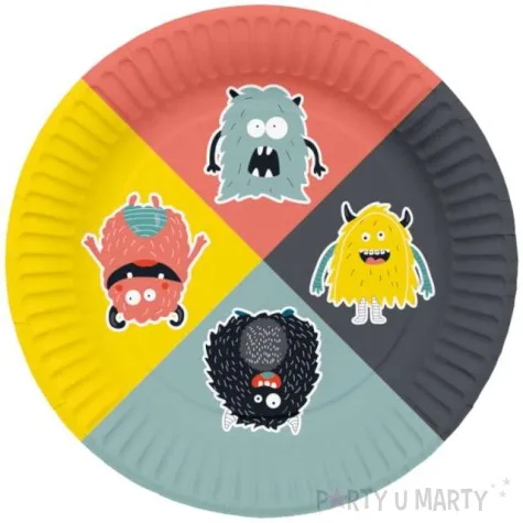 talerzyki papierowe potworki 23 cm folat 8 szt