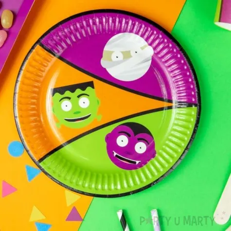 talerzyki papierowe potworki halloween congee 18cm 6 szt