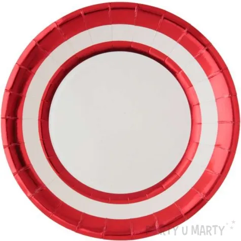 talerzyki papierowe premium czerwone metaliczne 23 cm 10 szt