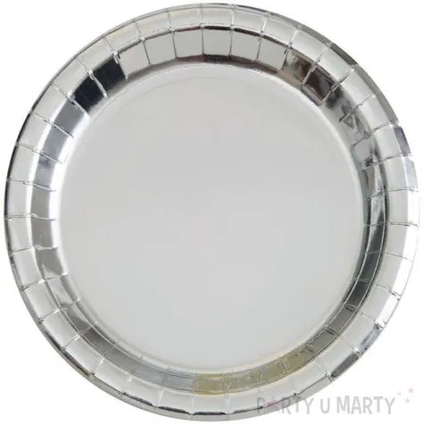 talerzyki papierowe premium metalic unique srebrne metaliczne 18 cm 8 szt