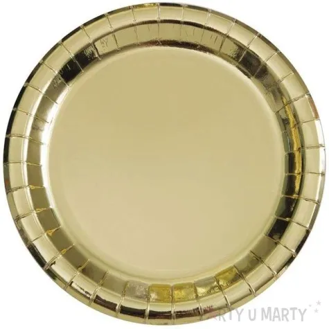 talerzyki papierowe premium metalic unique zlote metaliczne 18 cm 8 szt