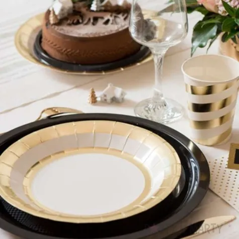 talerzyki papierowe premium zlote metaliczne 23 cm 10 szt