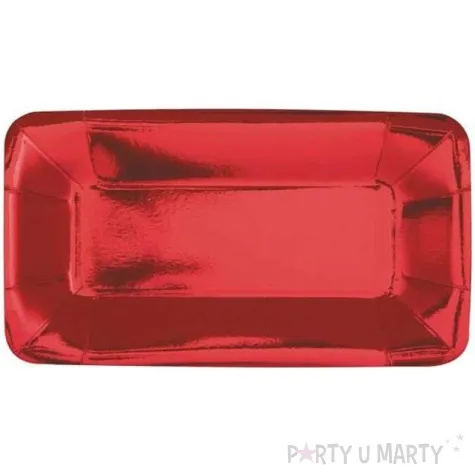 talerzyki papierowe prostokat unique czerwone 23 cm 8 szt