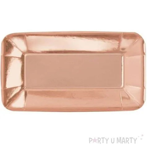 talerzyki papierowe prostokat unique rozowe zloto 23 cm 8 szt