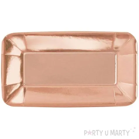 talerzyki papierowe prostokat unique rozowe zloto 23 cm 8 szt