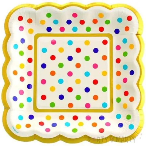 talerzyki papierowe rainbow dots amscan 14 cm 36 szt