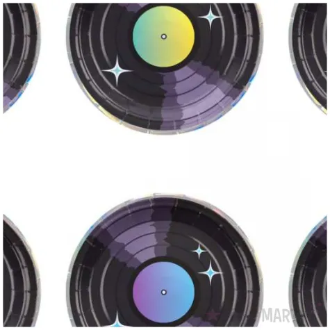 talerzyki papierowe retro disco plyta magnetofonowa partypal 18 cm 6 szt