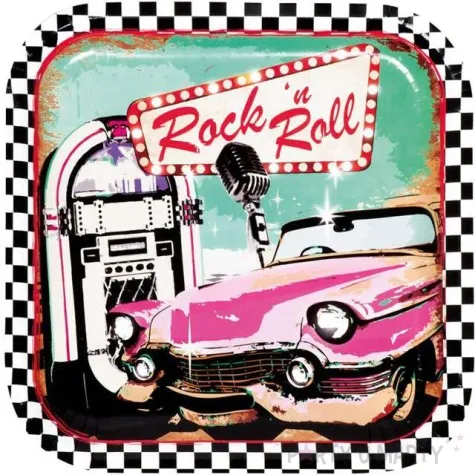 talerzyki papierowe rock and roll 23cm 6szt