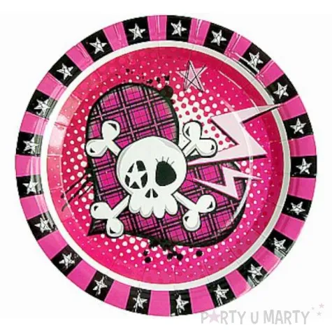 talerzyki papierowe rockowe piratki 23 cm 6 szt