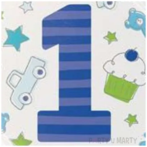 talerzyki papierowe roczek doodle niebieskie godan 8 szt 22 cm