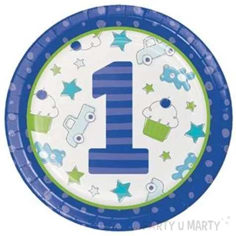 talerzyki papierowe roczek doodle niebieskie godan 8 szt 22 cm