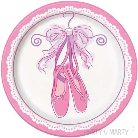 talerzyki papierowe rozowe baletki unique 18 cm 8 szt
