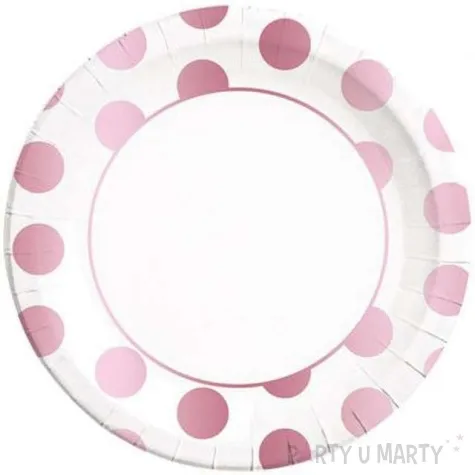 talerzyki papierowe rozowe kropki metaliczne procos 23 cm 8 szt