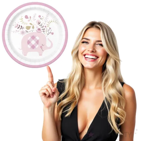 talerzyki papierowe rozowy slonik kolorowe godan 18 cm 8 szt