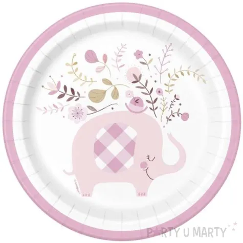 talerzyki papierowe rozowy slonik kolorowe godan 18 cm 8 szt