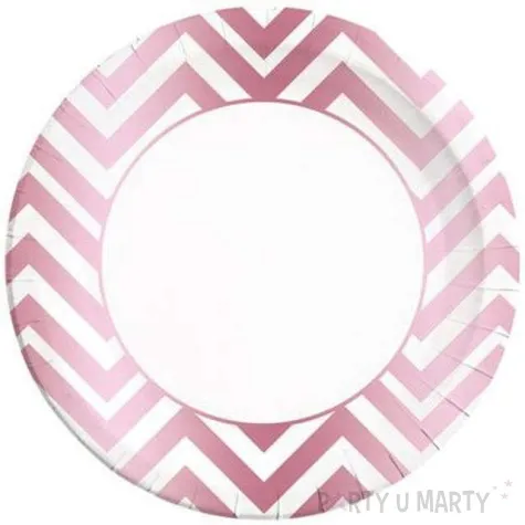 talerzyki papierowe rozowy zygzak metaliczne procos 23 cm 8 szt