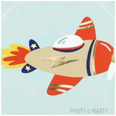 talerzyki papierowe samolot blyskawica partydeco 18 cm 6 szt